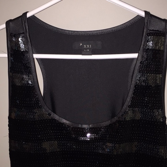 Forever 21 Black Sequin Mini Dress (or long Tank) - Picture 2 of 7